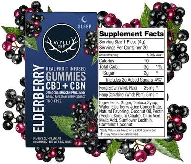 WYLD SLEEP Elderberry CBD:CBN Gummies | THC-Free
