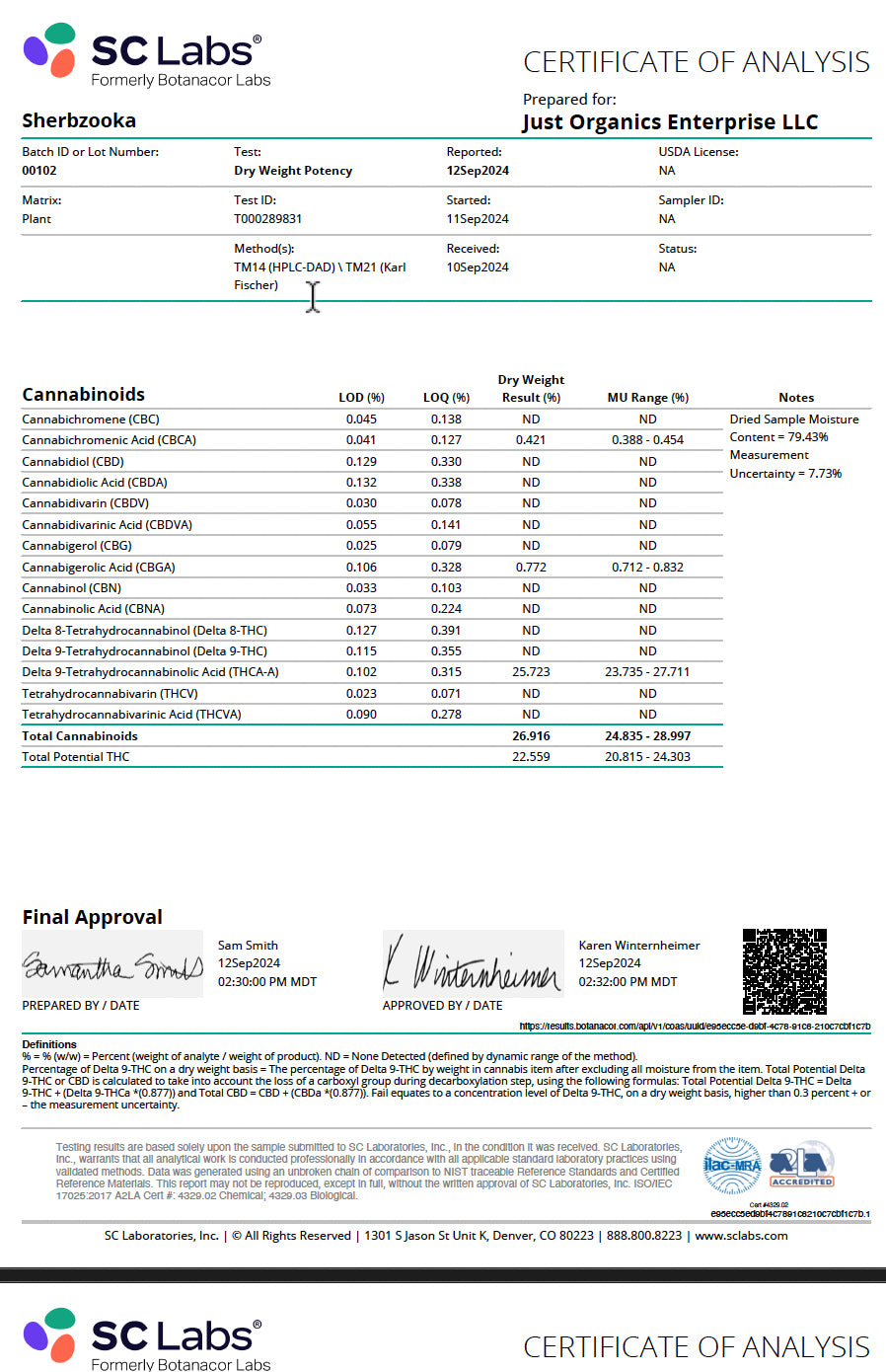 THCA SHERBZOOKA FLOWER - SATIVA Dominant HYBRID 25.72%