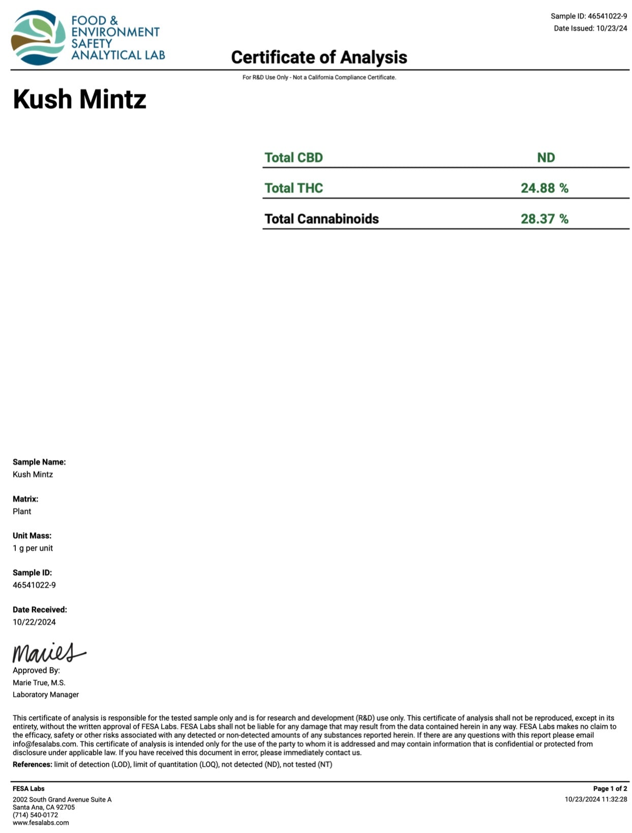 KUSH MINTZ HYBRID 28.36% THCA