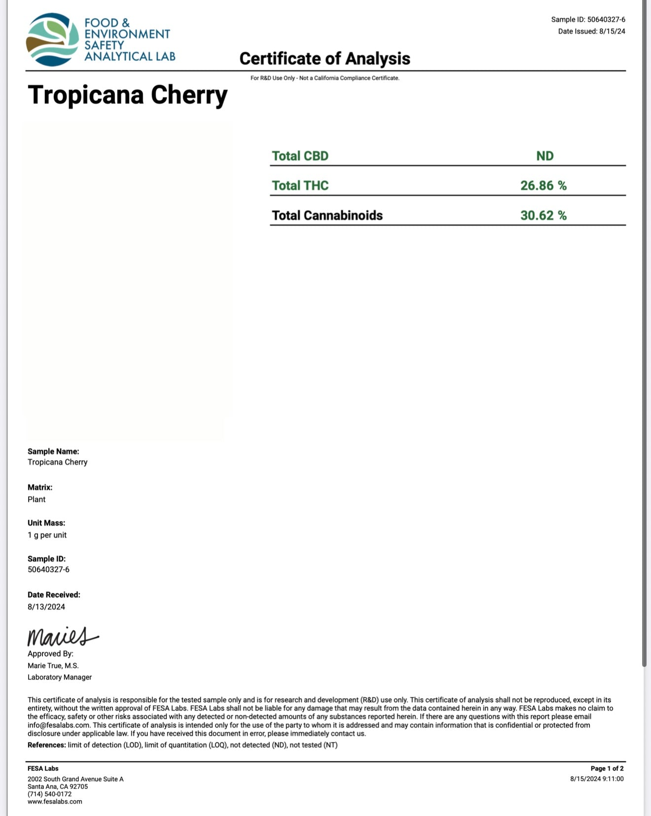 THCA TROPICANA CHERRY 30.57% - SATIVA Dominant HYBRID THCA FLOWER