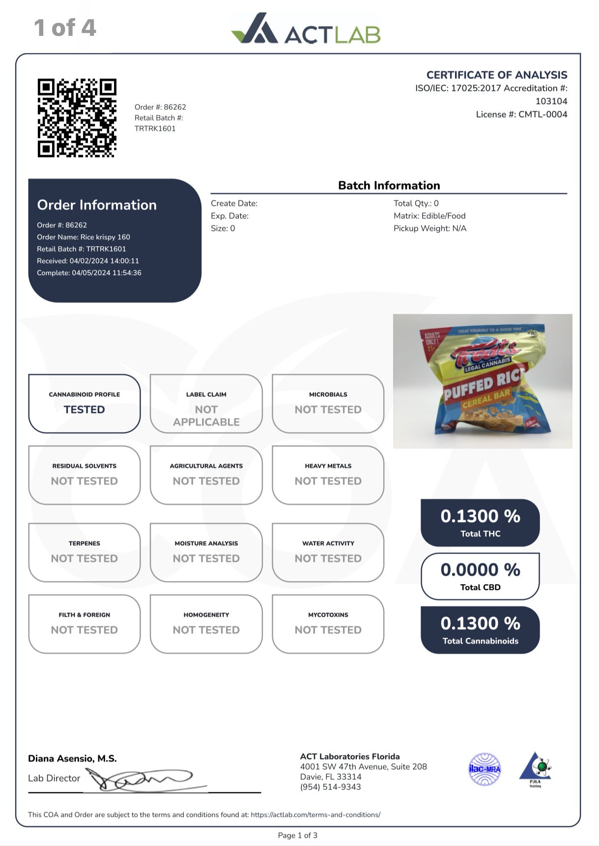 TILLMANS RICE KRISPY TREAT 160mg